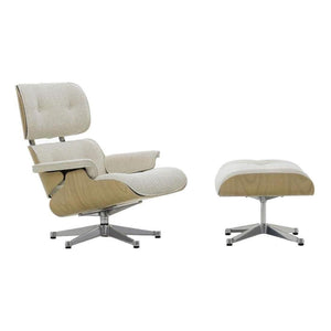 Vitra Eames Loungechair met ottoman Nubia Cream/Pearl kastanje naturel