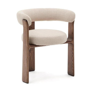 Kave Home Granite eetkamerstoel 3-poot chenille Beige/walnoot