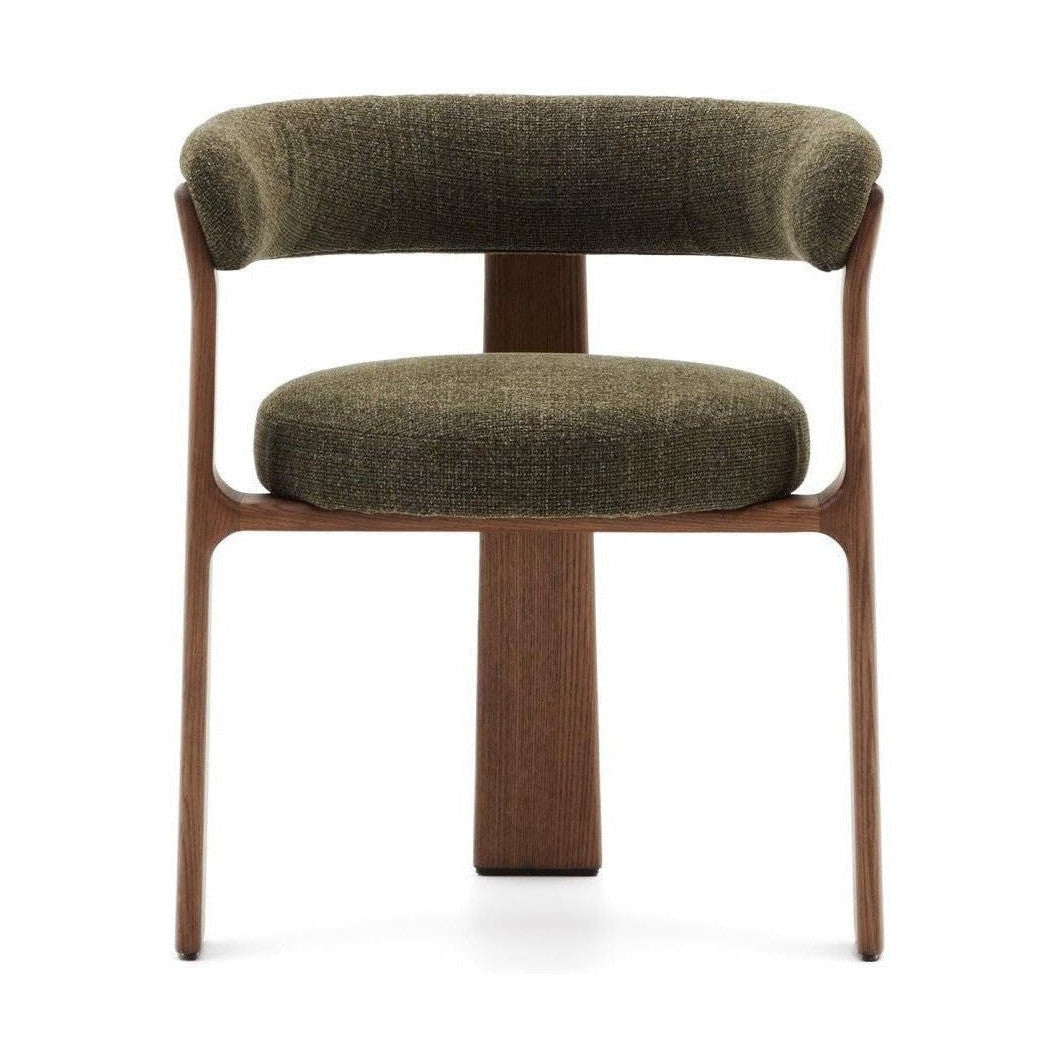 Kave Home Granite eetkamerstoel 3-poot chenille Groen/walnoot