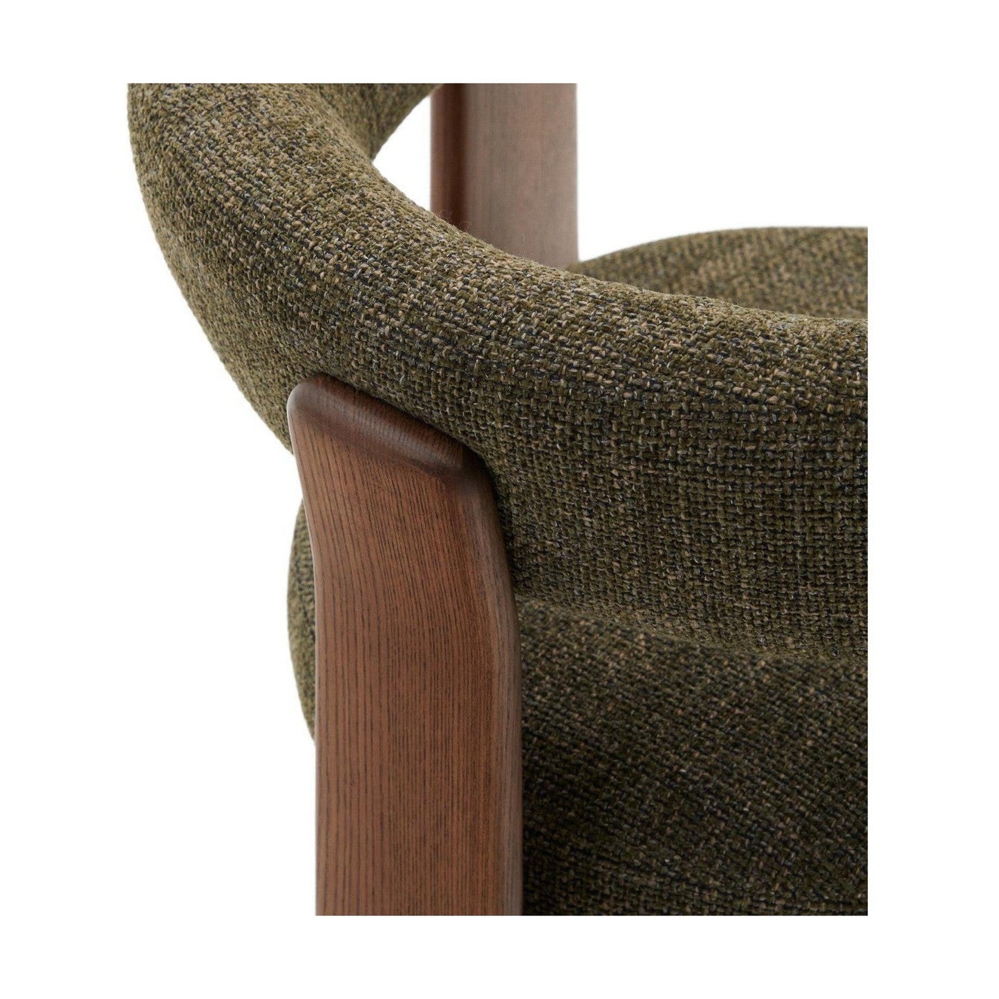 Kave Home Granite eetkamerstoel 3-poot chenille Groen/walnoot