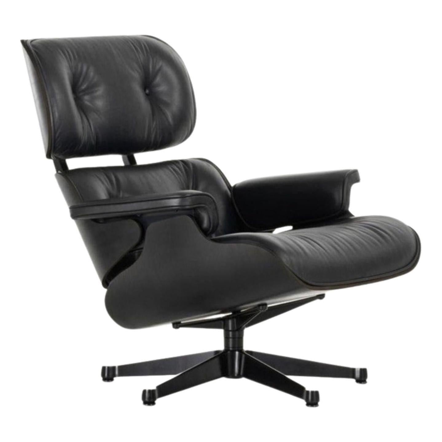 Vitra Eames Loungechair Premium Leder Nero kastanje zwart