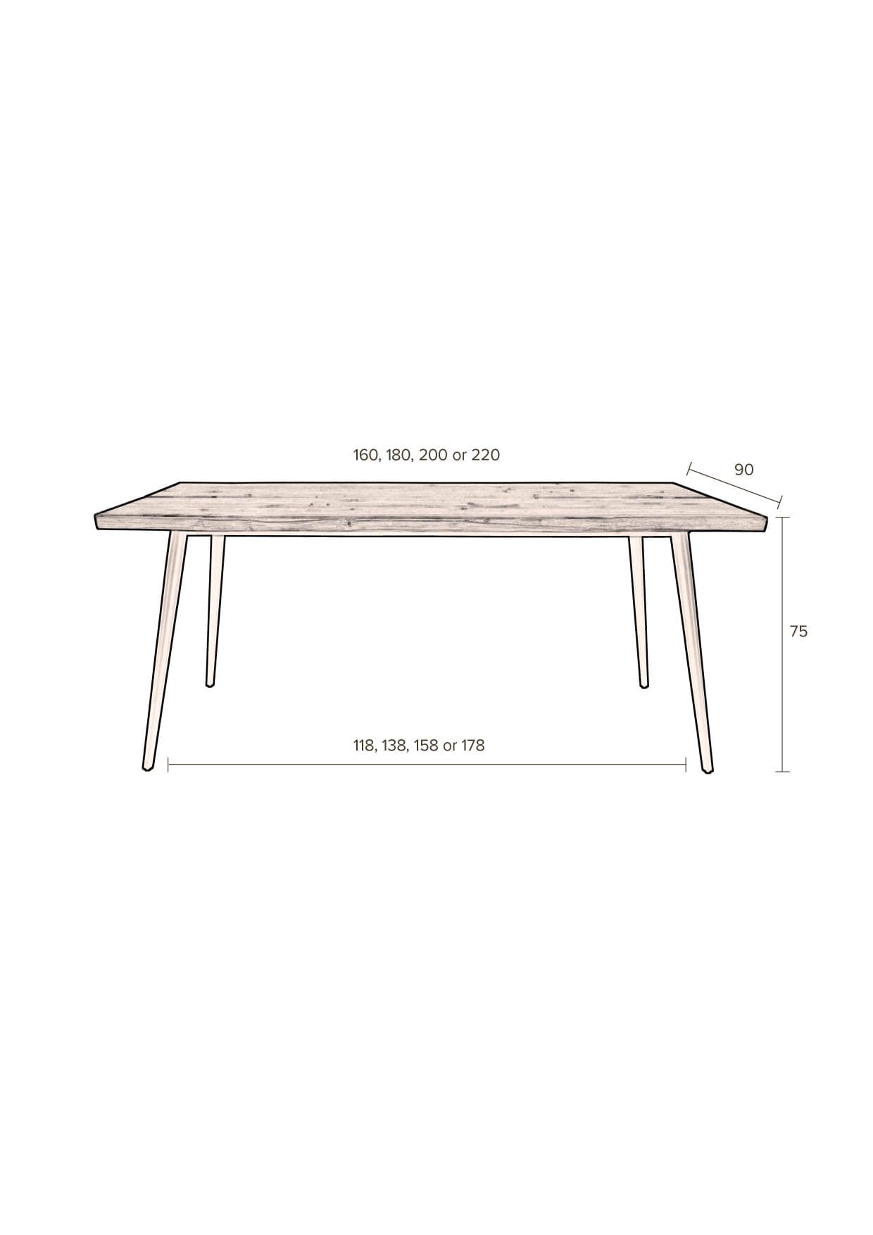 Dutchbone Alagon tafel 200X90 cm
