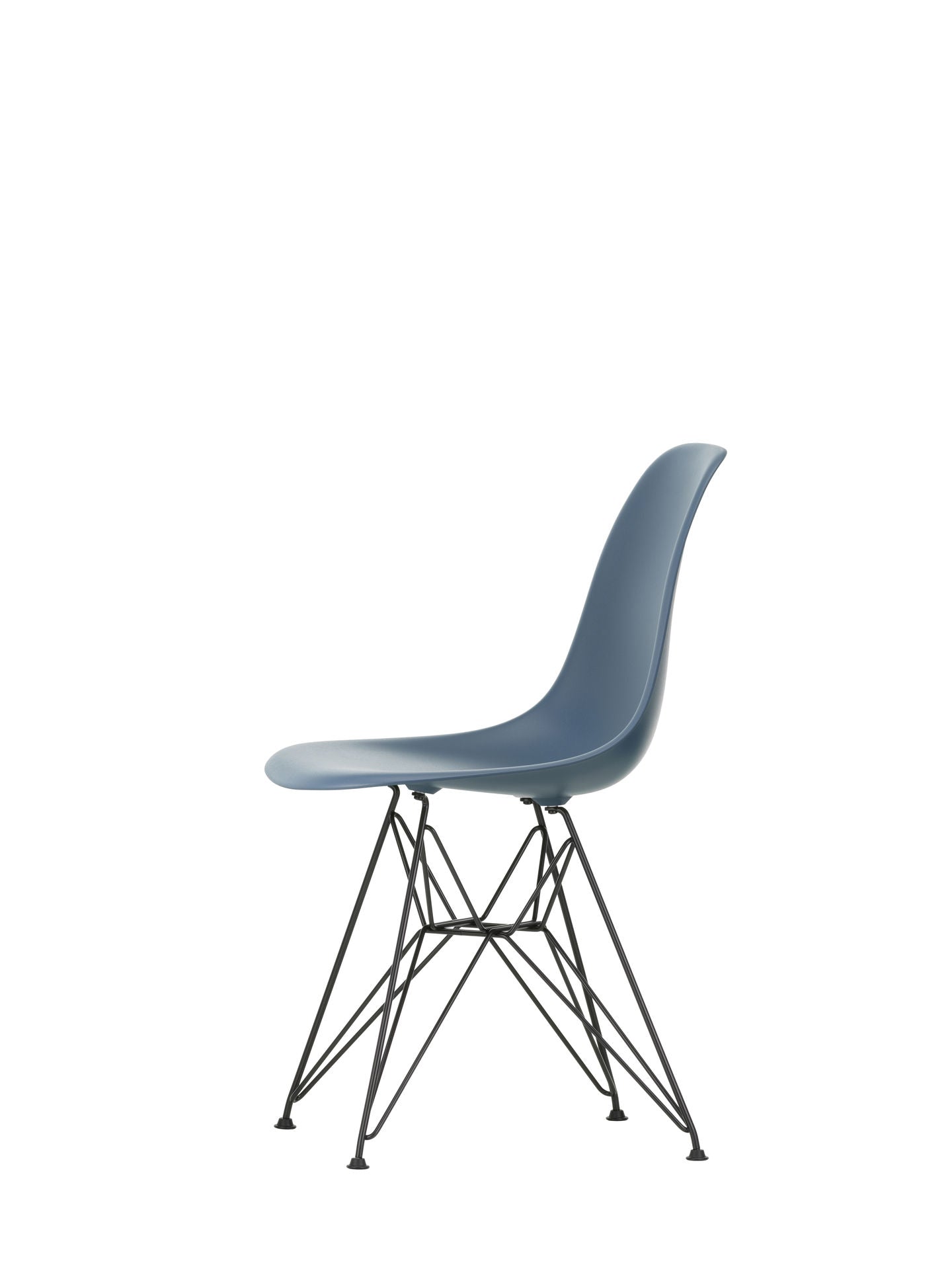 Vitra Eames DSR eetkamerstoel Sea Blue zwart gepoedercoat