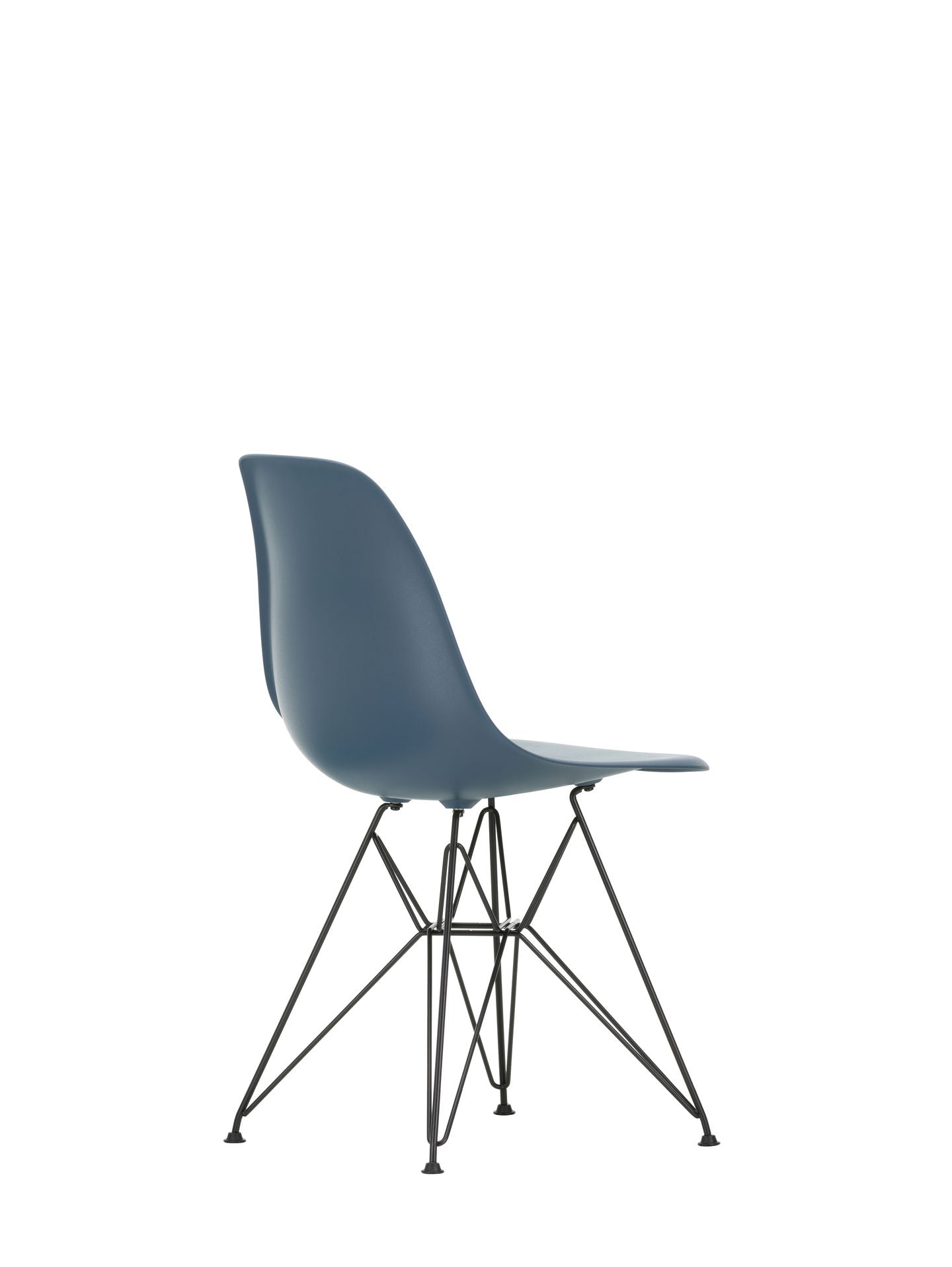 Vitra Eames DSR eetkamerstoel Sea Blue zwart gepoedercoat