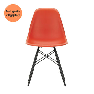 Vitra Eames DSW eetkamerstoel Poppy Red zwart esdoorn