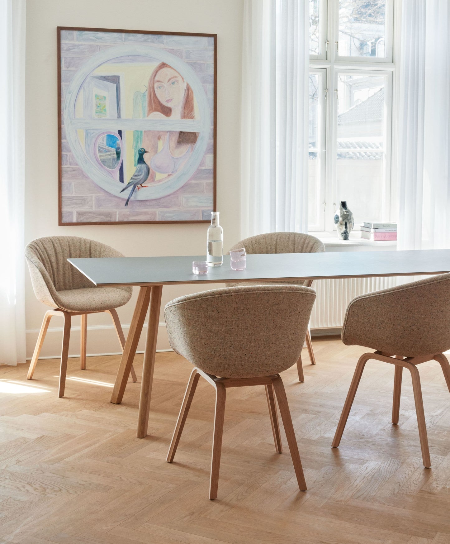 HAY Copenhague CPH 30 tafel L200 gelakt eiken, wit laminaat