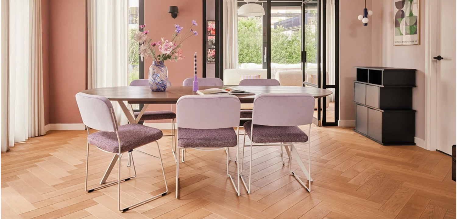 Paarse eetkamerstoelen
