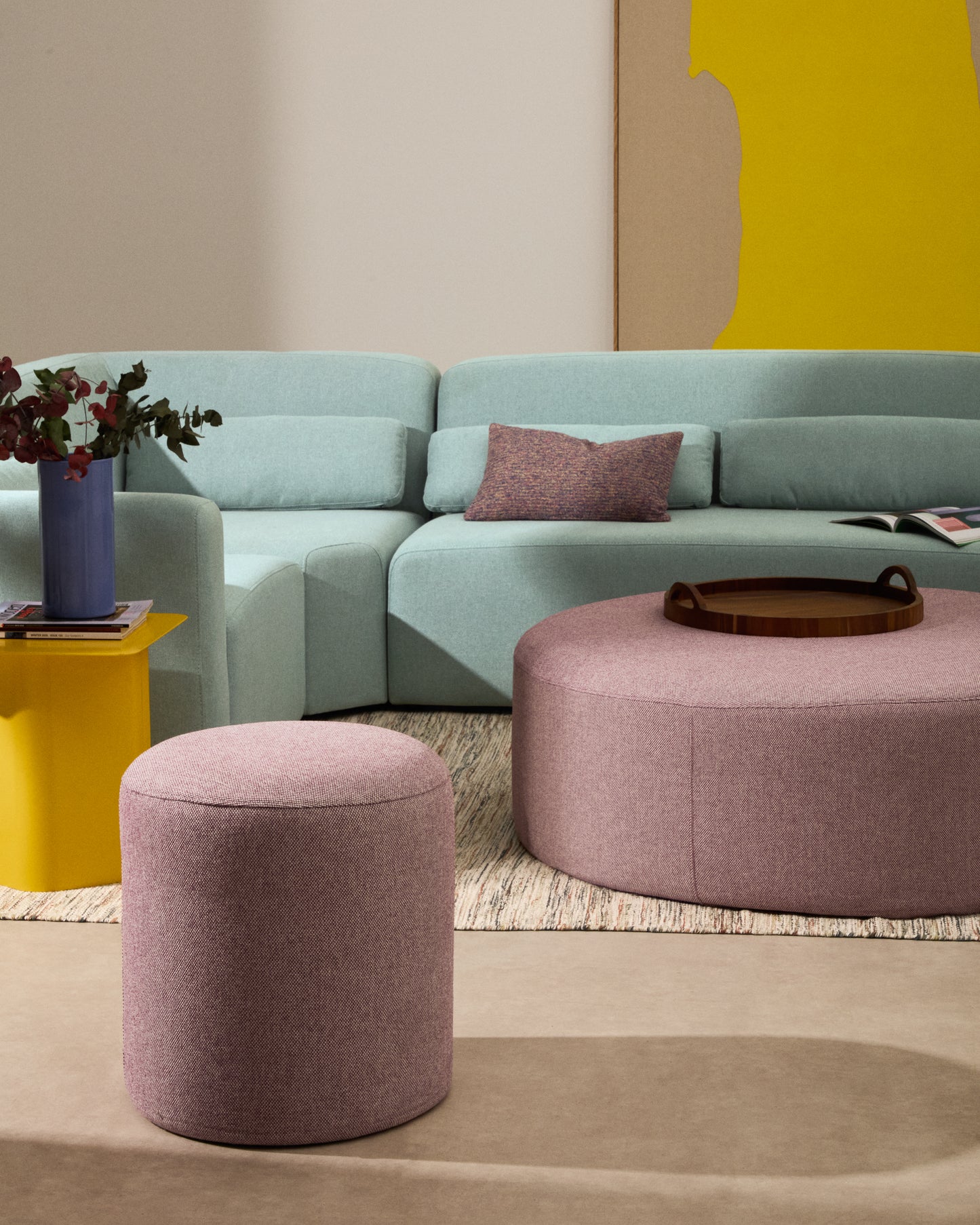 Kave Home Kaeli poef Ø90 cm bouclé Purple