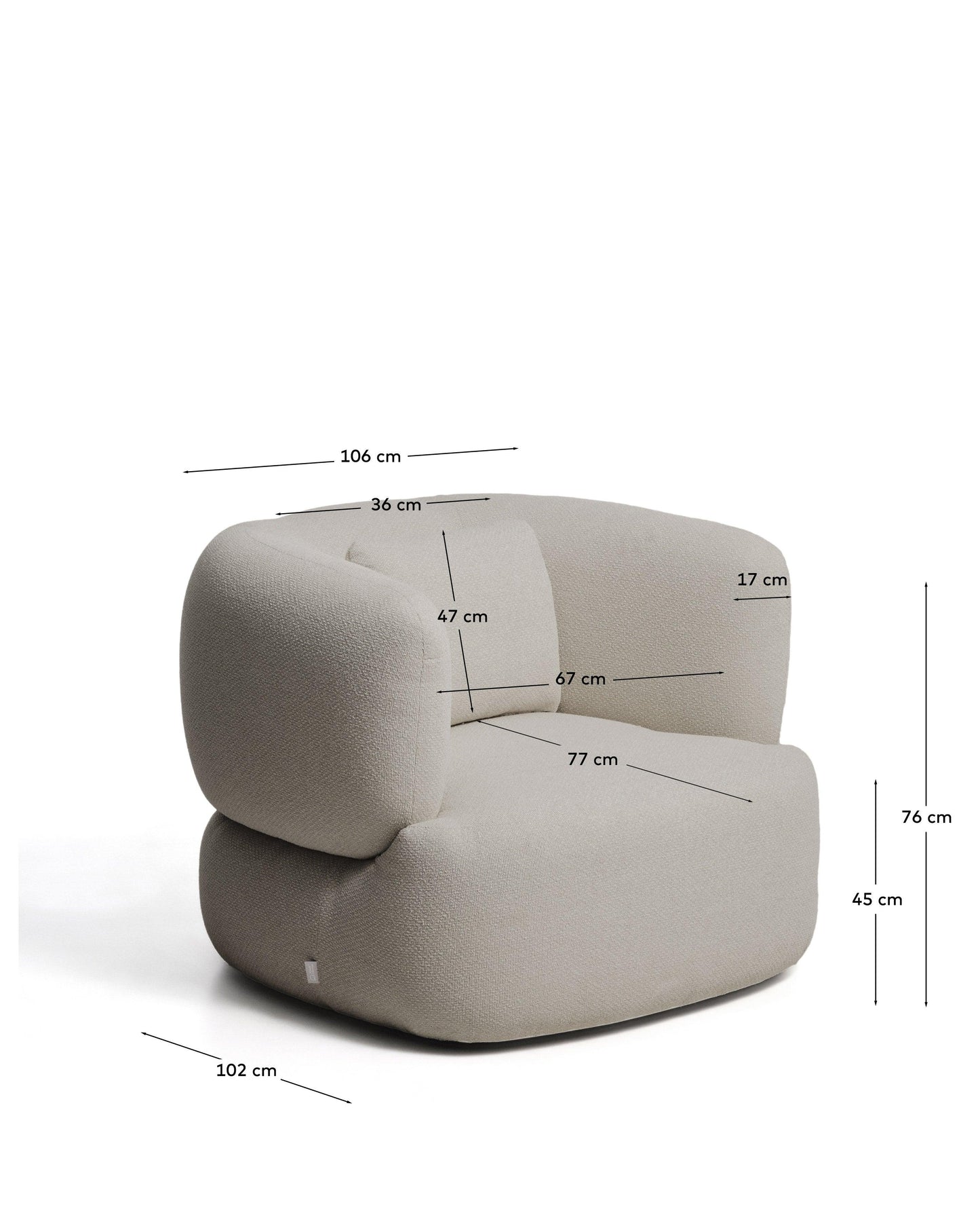 Kave Home Martina fauteuil chenille Stone