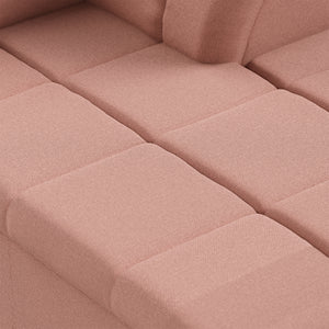 HKliving Wave bank right divan Linen Dusty Rose
