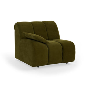 HKliving Wave bank left low arm Royal Velvet Olive