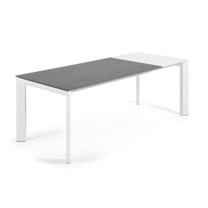 Kave Home Axis eettafel uitschuifbaar 160/220x90 cm Grijs/Wit