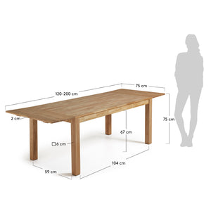 Kave Home Isbel eettafel uitschuifbaar rechthoek 120x75 cm Natural