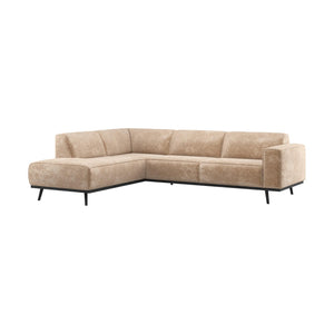 WOOOD Statement hoekbank links Chenille Velvet Perzikroze