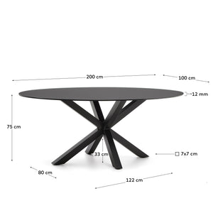Kave Home Argo eettafel ovaal 200x100 cm Black/Black