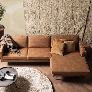 WOOOD Rodeo bank chaise longue rechts eco-leer Cognac