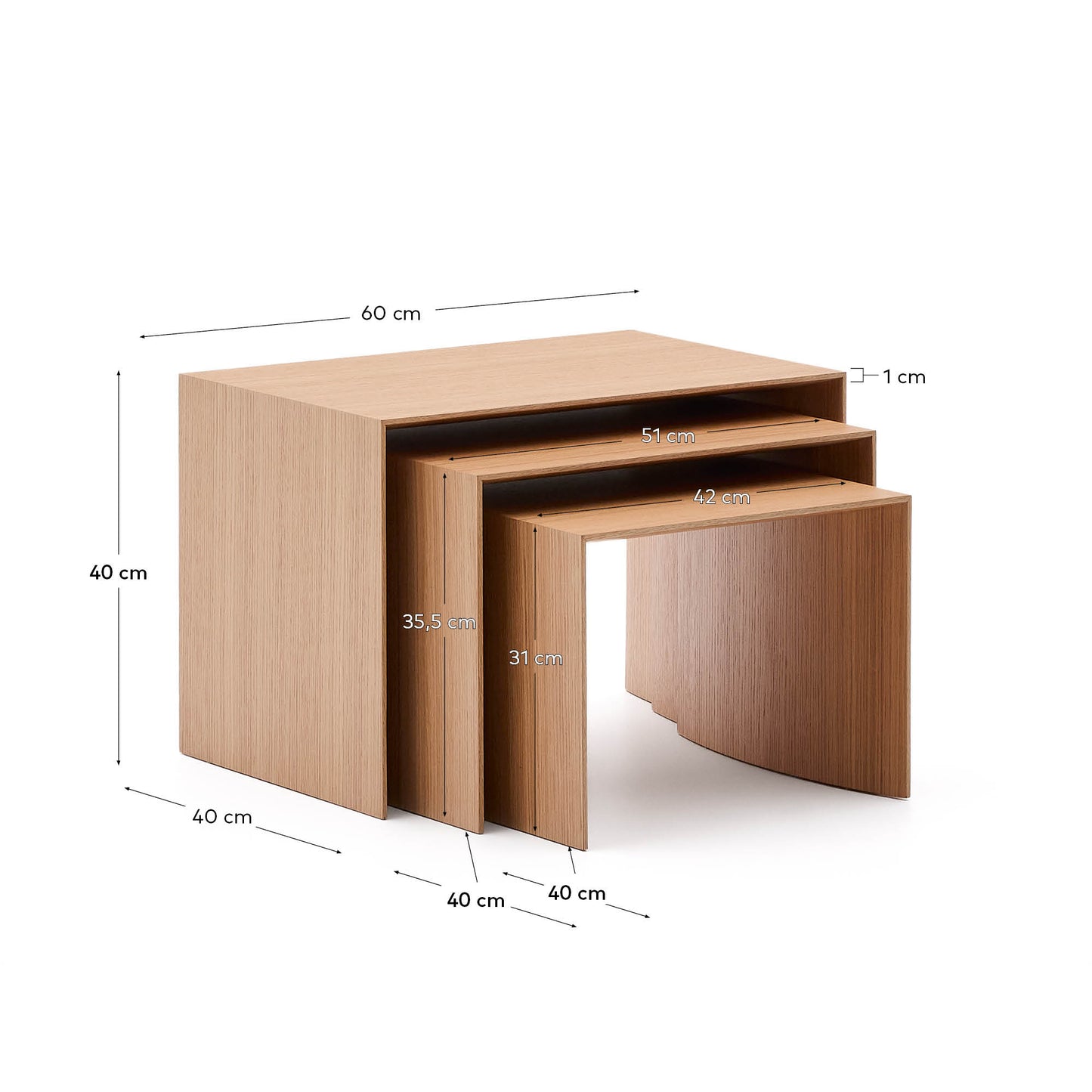 Kave Home Litto bijzettafel set van 3 Naturel