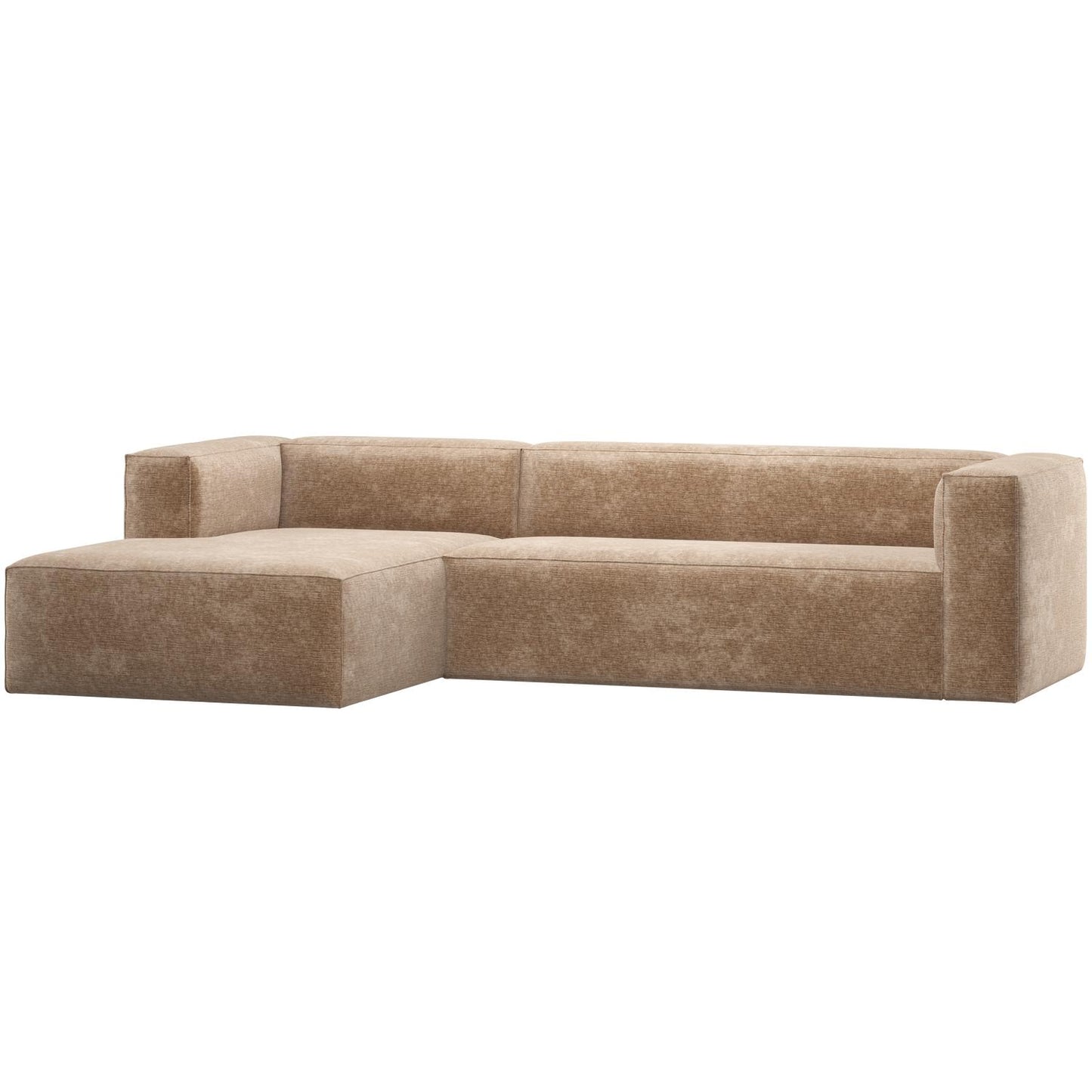 WOOOD Bean hoekbank links Chenille Velvet Perzikroze