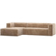 WOOOD Bean hoekbank links Chenille Velvet Perzikroze