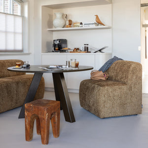 WOOOD Mojo Base eetkamerbank 84 cm met rugleuning wollig Honinggeel