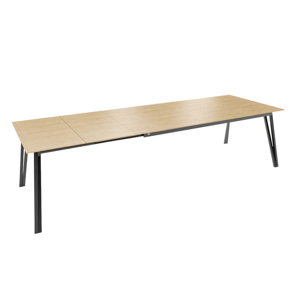 Mobitec Brest T0302 eettafel uitschuifbaar 180(280)x100 cm mat gelakt eiken poot zwart