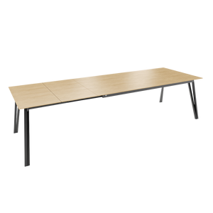 Mobitec Brest T0302 eettafel uitschuifbaar 180(280)x100 cm mat gelakt eiken poot zwart