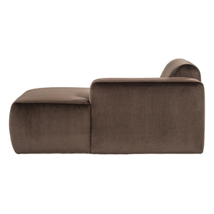 WOOOD Mojo Base chaise longue bank arm rechts velvet Bruin
