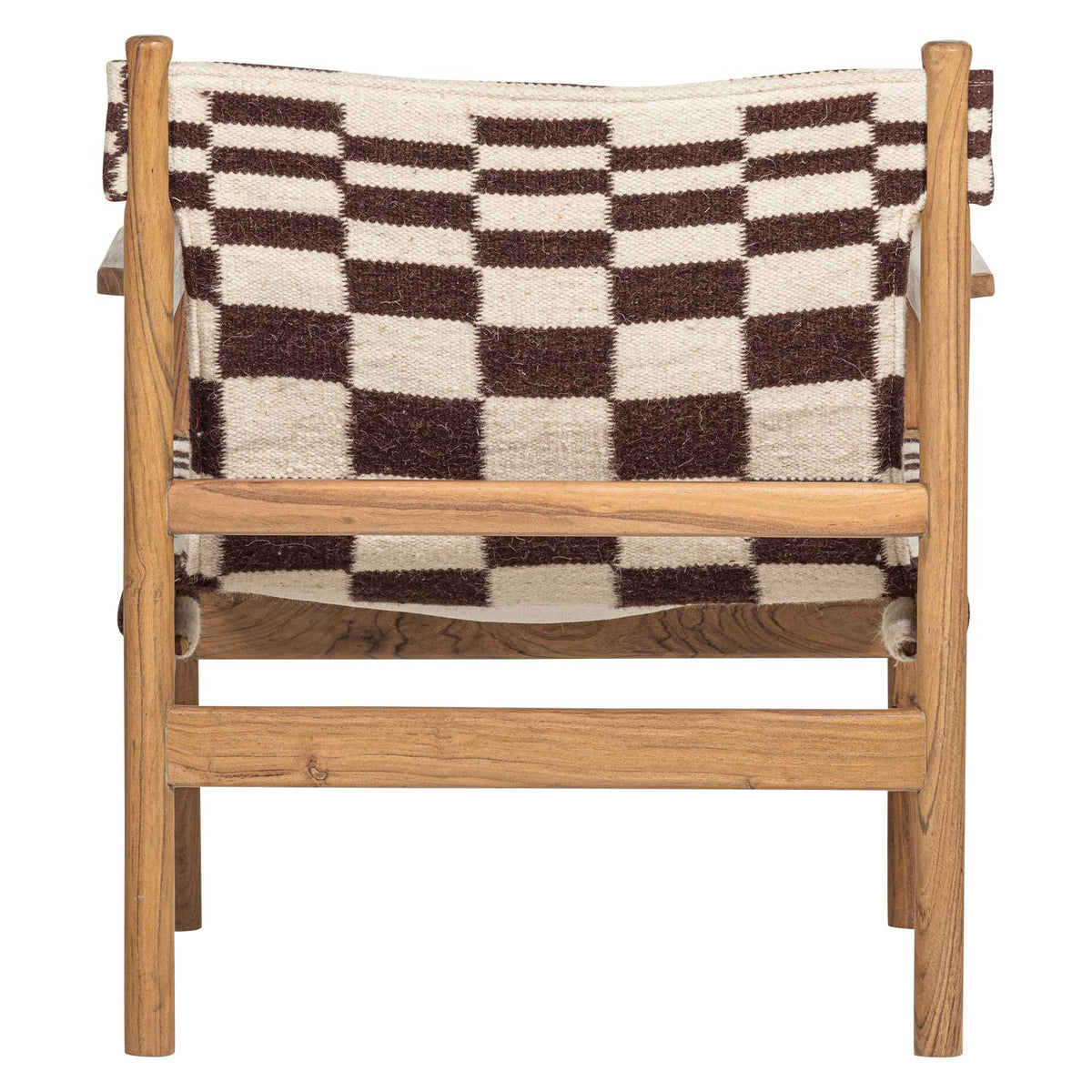 WOOOD Zano fauteuil hout bruin met kelim zitting Naturel