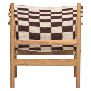 WOOOD Zano fauteuil hout bruin met kelim zitting Naturel