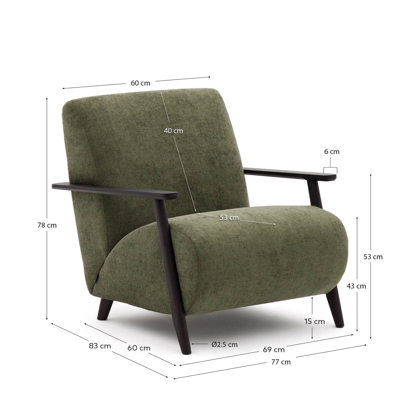 Kave Home Meghan fauteuil Green zwart