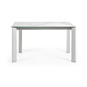 Kave Home Axis eettafel uitschuifbaar 140/200x90 cm Wit/Grijs