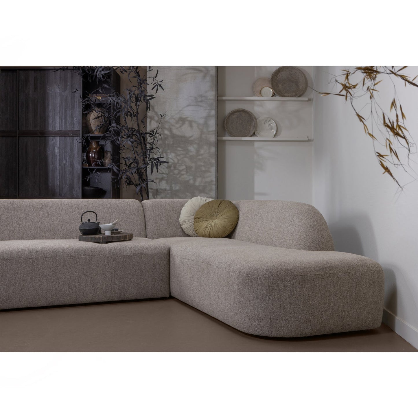 WOOOD Sloping hoekbank rechts Naturel Melange