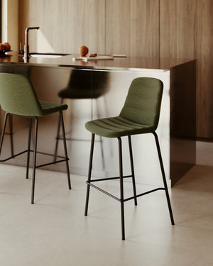 Kave Home Zunilda barkruk H65 chenille Dark Green