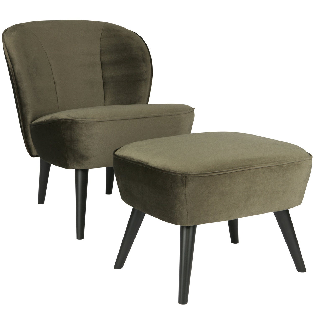 WOOOD Sara hocker velvet Warm Groen