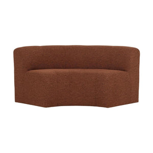 WOOOD Mojo Base eetbank halfronde hoek rugleuning bouclé Roestbruin