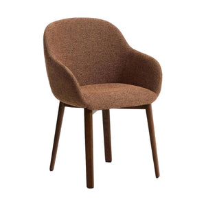 Kave Home Meila eetkamerstoel met arm chenille Terracotta donker hout