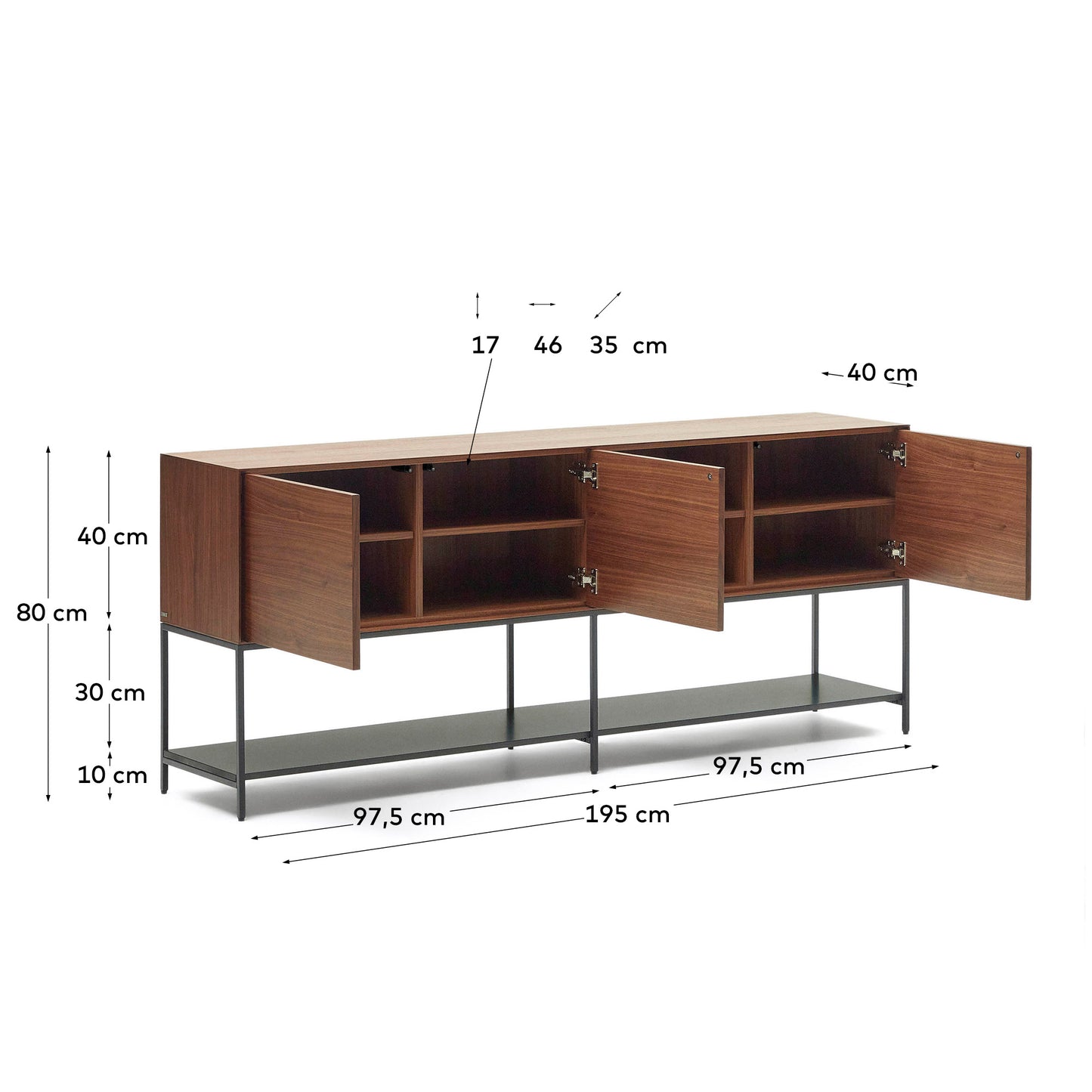 Kave Home Vedrana dressoir 3-deurs walnoot