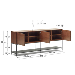 Kave Home Vedrana dressoir 3-deurs walnoot
