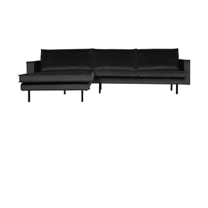WOOOD Rodeo bank chaise longue links velvet Antraciet