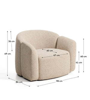 Kave Home Corvena fauteuil chenille 98 cm Beige