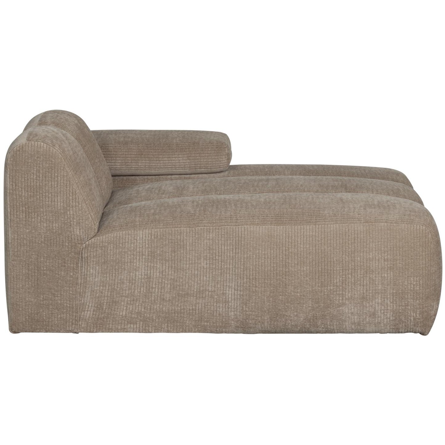 WOOOD Mojo chaise longue bank arm rechts ribstof Donkerzand