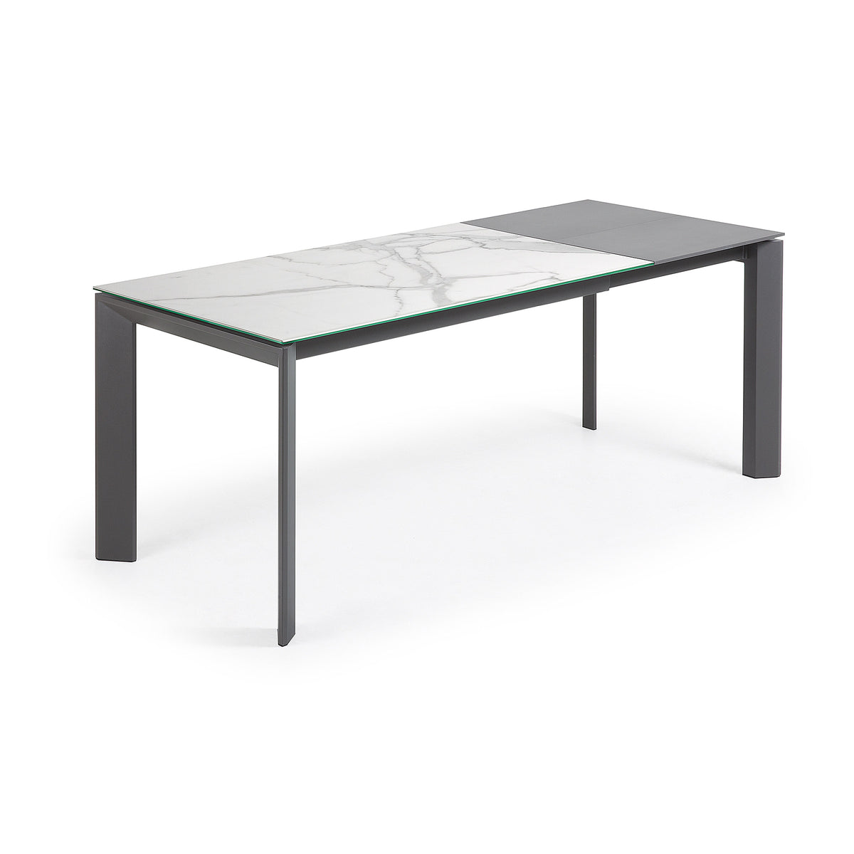 Kave Home Axis eettafel uitschuifbaar 140/180x90 cm Wit/Grijs