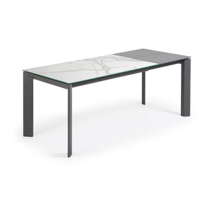 Kave Home Axis eettafel uitschuifbaar 140/180x90 cm Wit/Grijs