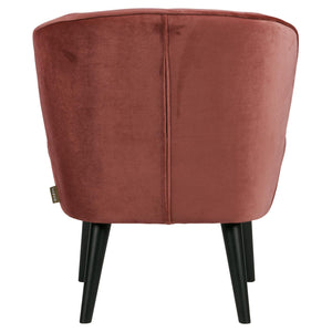 WOOOD Sara fauteuil velvet Bordeauxrood