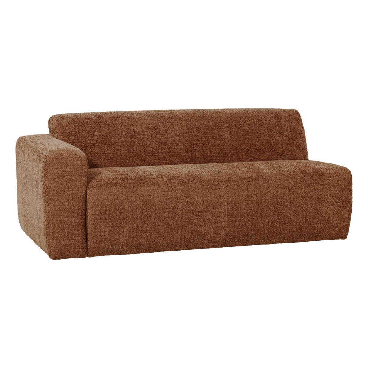 WOOOD Mojo Base 2-zits bank arm links wollig Roestbruin