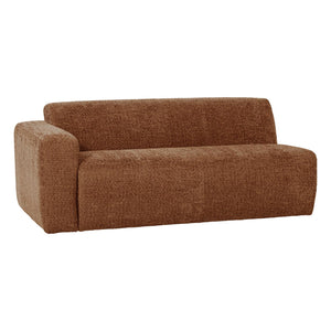 WOOOD Mojo Base 2-zits bank arm links wollig Roestbruin