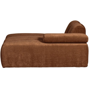WOOOD Mojo chaise longue bank arm rechts ribstof Roestbruin
