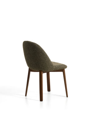 Kave Home Meila eetkamerstoel chenille Green donker hout