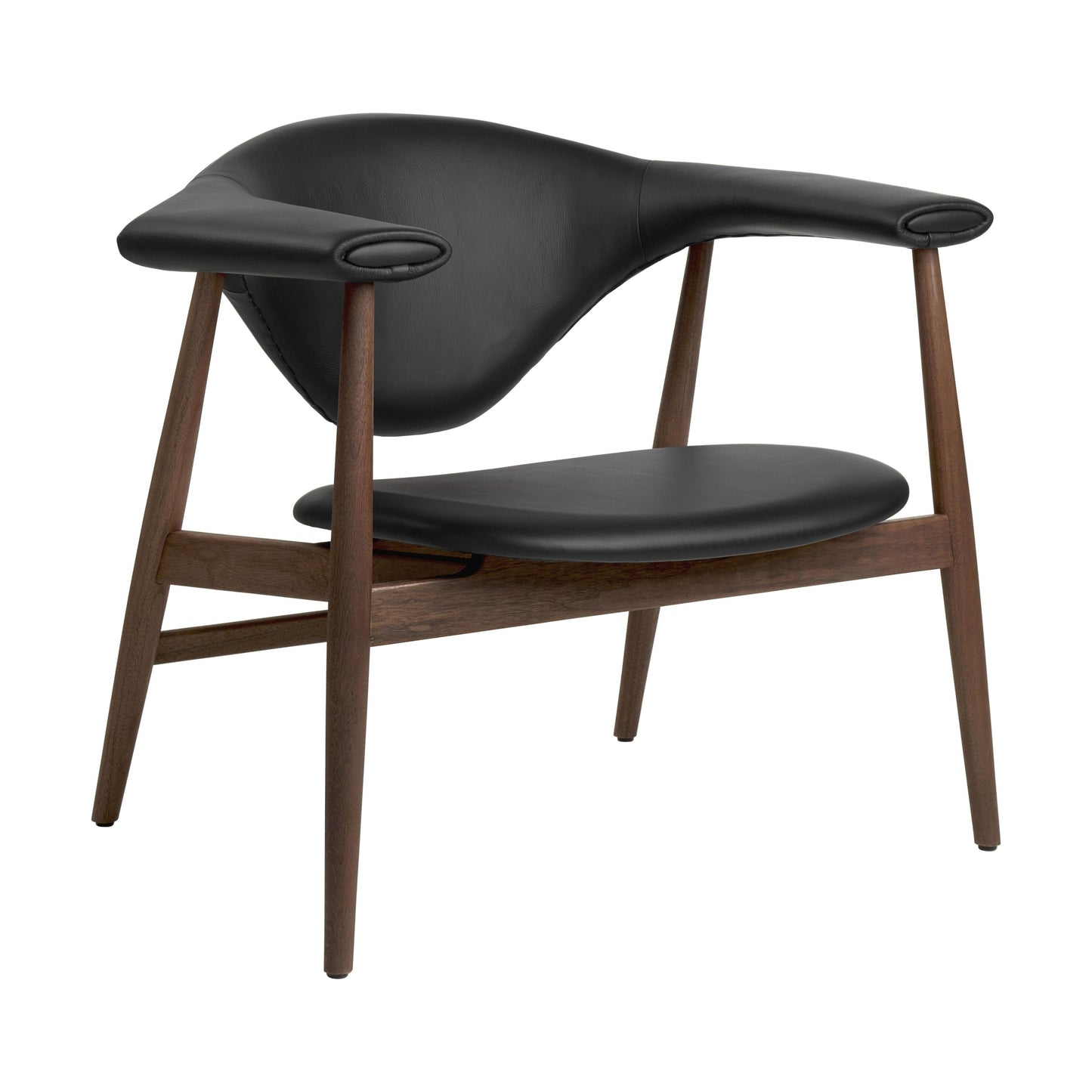 Gubi Masculo fauteuil walnoothout zwart leer