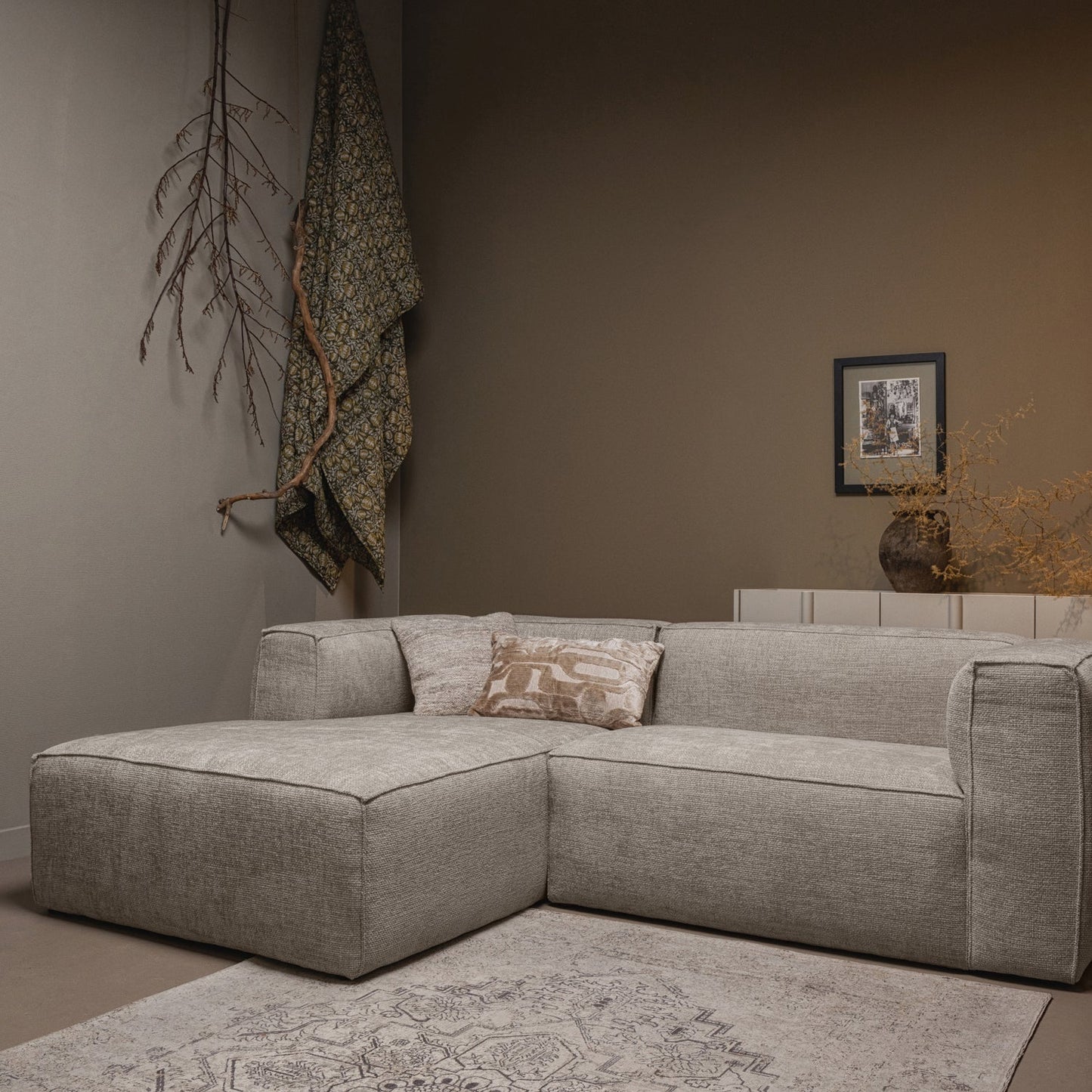 WOOOD Bean chaise longue bank links Grove Melange Travertin